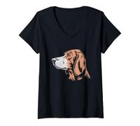 Women's Mom Dad of a Redbone Coonhound Dog Owner Hiking Lover V-Neck T-Shirt
