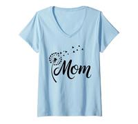 Women's Mom Dandelion Heart Design V-Neck T-Shirt