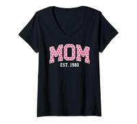 Women's Mom Est 1980 Custom Mom Personalized Mother’s Day Customized V-Neck T-Shirt