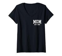 Womens Mom Est 1980 Custom Personalized Mother’s Day Customized V-Neck T-Shirt