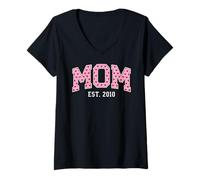 Women's Mom Est 2010 Custom Mom Personalized Mother’s Day Customized V-Neck T-Shirt