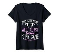 Women's Mom is My Name, West Coast Swing is My Game V-Neck T-Shirt