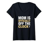 Women's Mom is Officially Off The Clock Exhausted Parent V-Neck T-Shirt