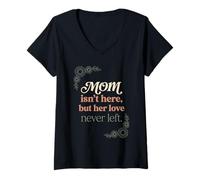 Women's Mom Isn't Here But Her Love Never Left Memorial 4 V-Neck T-Shirt