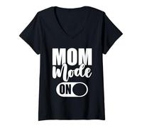 Womens Mom Life Mode On Parent Family Mother Mama Life Women V-Neck T-Shirt