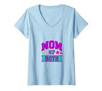 Womens Mom of Both Mothers Day Boy Mom Girl Mom Mama Mother V-Neck T-Shirt
