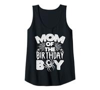 Womens Mom of The Birthday BOY Birthday Mom Spider Web Tank Top