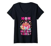 Womens Mom Of The Birthday Girl Circus Carnival Family Party V-Neck T-Shirt