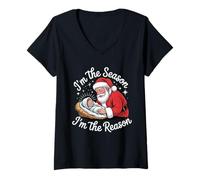 Womens Mom Religious Christmas Shirt I'm The Season I'm The Reason V-Neck T-Shirt