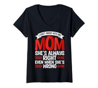 Womens Mom’s Always Right Even When She’s Wrong Funny Family V-Neck T-Shirt