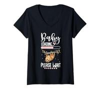 Women's Mom to Be Sloth Baby Loading Pregnancy Humor V-Neck T-Shirt
