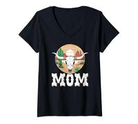 Womens Mom Western Rodeo Country Cowgirl V-Neck T-Shirt