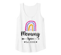 Womens Mommy Again Est 2026 Floral Rainbow pregnancy Reveal Tank Top