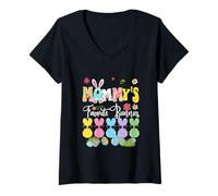 Women's Mommy's Favorite Bunnies Easter Group Bunnies Sunglasses V-Neck T-Shirt