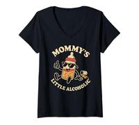 Womens Mommy's Little Alcoholic Funny Drinking Drunk Alcohol Joke V-Neck T-Shirt
