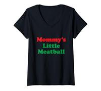 Womens Mommy's Little Meatball: Funny Italian I'm A Little Meatball V-Neck T-Shirt
