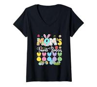 Women's Mom's Favorite Bunnies Easter Group Bunnies Sunglasses V-Neck T-Shirt