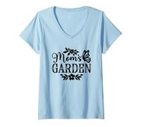 Womens Mom's Garden - Floral Butterfly Nature Spring Mother's Day V-Neck T-Shirt