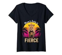 Womens Mom's Love is Fierce Funny Fierce Mama Love V-Neck T-Shirt