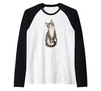 Womens Moms Sitting Gray Brown White Tabby Cat Lover Raglan Baseball Tee