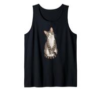 Womens Moms Sitting Gray Brown White Tabby Cat Lover Tank Top