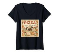 Women's Monday Coffee Kaiju Retro Japanese Wave V-Neck T-Shirt