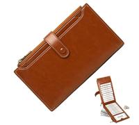 Women's Money Exchange-Pu Leather Money Exchange, Retro PU Leather Holder Money Exchange | Travel Business Money Exchange with Double Zipper to Store Morei, Brown, Se référer au descriptif, Refer to