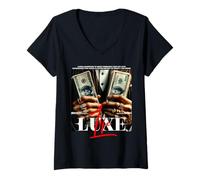Womens Money Lifestyle Streetwear Luxe Life Tuxedo V-Neck T-Shirt