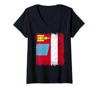 Women's Mongolia Austria Flag | Mongolian Austrian Roots V-Neck T-Shirt