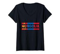 Women's Mongolian Roots Mongolian Flag Mongolian Pride Mongolia V-Neck T-Shirt