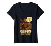 Womens Mongolian Throat Music Echoes of The Steppe Vintage Nomadic V-Neck T-Shirt