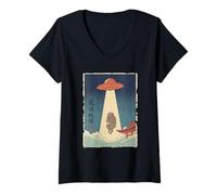 Women's Monkey Ape Taken by UFO Vintage Japanese Ukiyo e Art V-Neck T-Shirt