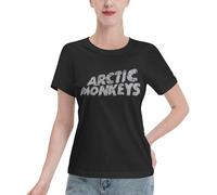 Women's Monkeys Rock Band Arctic Shirt Short Sleeve T-Shirt for Women Casual Crew Neck Tops Black S