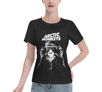 Women's Monkeys Rock Band Arctic Shirt Short Sleeve T-Shirt for Women Casual Crew Neck Tops Black S