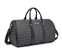Women's Monogrammed PU Leather Duffel Bag - Scratch-Resistant Waterproof Multi-Pocket Design, Large Capacity Carry-On for Gym Yoga Work Weekender Travel , Black, 21 Inch, Fashion Travel Duffle Bag