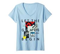 Women's Monopoly Board Retro Let The Games Begin V-Neck T-Shirt