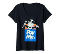 Women's Monopoly Pay Me Blue V-Neck T-Shirt