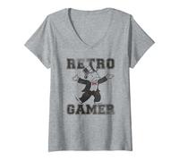 Womens Monopoly Retro Gamer Mr. Monopoly Distressed Style V-Neck T-Shirt