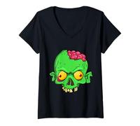 Womens Monster Face Halloween Matching Costume Zombie Men Women Kid V-Neck T-Shirt