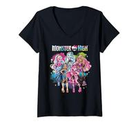 Womens Monster High Alumni - Character Rainbow Cloud Group V-Neck T-Shirt