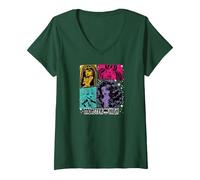 Women's Monster High - Cleo de Nile Lagoona Draculaura Clawdeen Wolf V-Neck T-Shirt, Dark Green, Medium