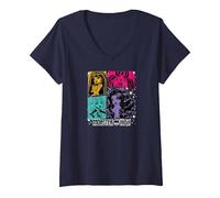 Women's Monster High - Cleo de Nile Lagoona Draculaura Clawdeen Wolf V-Neck T-Shirt, Navy Blue, X-Large