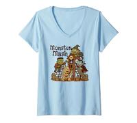 Womens Monster Mash Halloween Aesthetic Vintage Spooky Season V-Neck T-Shirt