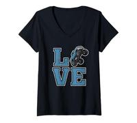 Womens Monster Truck Love Blue Retro Vintage Monster Truck V-Neck T-Shirt