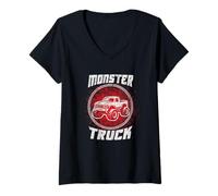 Womens Monster Truck Retro Vintage Adult Men Youth Monster Truck V-Neck T-Shirt