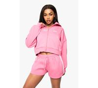 Womens Mont Blanc Boxy Zip Through Hooded Short Tracksuit - Pink - L, Pink