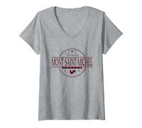 Womens Mont Saint-Michel France - Mont St Michel France Label V-Neck T-Shirt