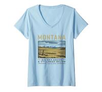 Womens Montana Big Sky Above & Stillness Below V-Neck T-Shirt