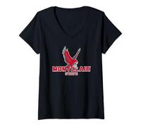 Women's Montclair State University Red Hawks Flying Mascot V-Neck T-Shirt