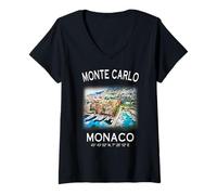 Womens Monte Carlo Monaco Yacht Marina Côte d’Azur Mediterranean V-Neck T-Shirt